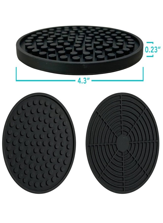 SOTECH Silicone Coasters Set of 6 Thickened Drink Coasters with Holder - Cup Mat - Non-Slip, Non-Stick, Stay Put, Deep Tray - Prevents Furniture and Tabletop Damages Black (Sharp cornor) - Image 3